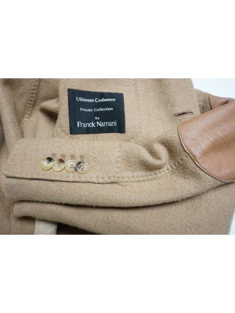 Franck Namani Ultinium Cashmere Lightweight Brown Leather Elbow Sport Coat 40S